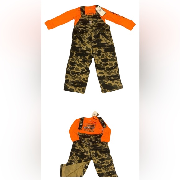 CARHARTT || bundle || Canvas Camo Shortall Overalls Long Sleeve Shirt || 24m-2T - Picture 2 of 4